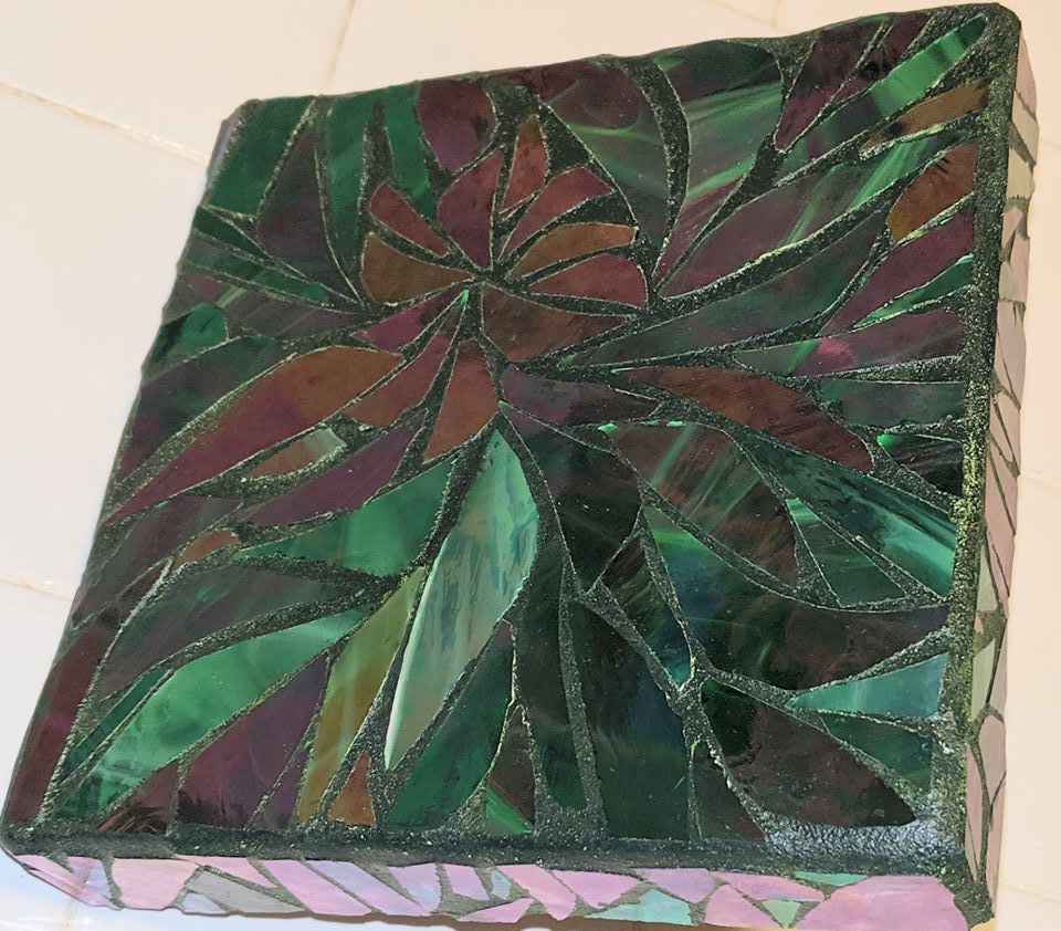 Iridescent Green Floral Mosaic Panel