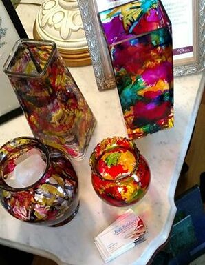 Re-purposed Multi-colored Alcohol Ink Vases